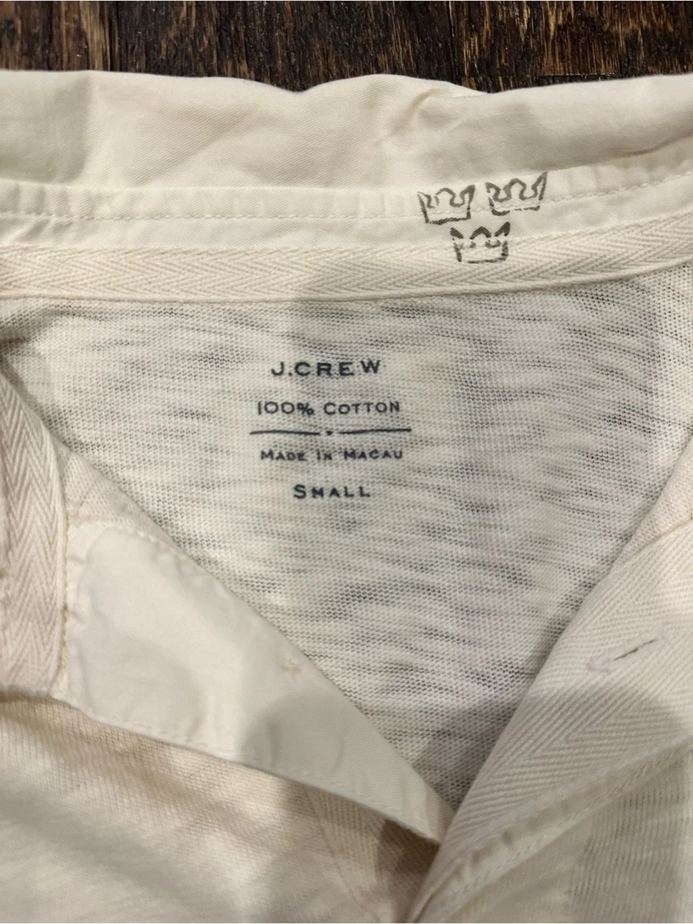 J. Crew Men's Long-Sleeve Open-Collar Polo in Off-White